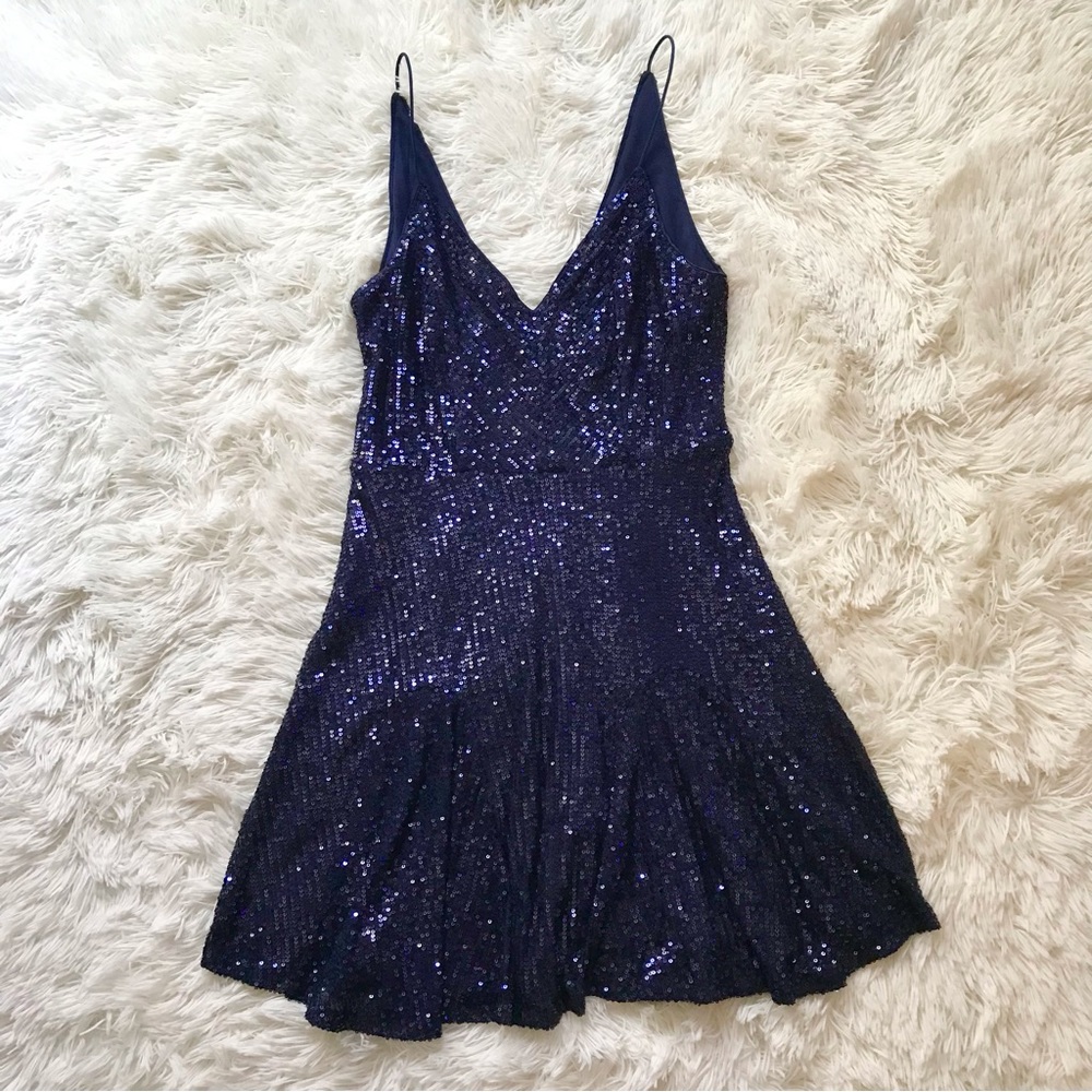 Lulu’s Sequin Mini Dress, Navy Blue, Size M, Perfect for ERAS Tour Midnights era